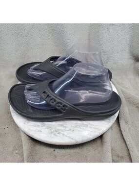 Crocs Shoes Mens 7 Womens 9 Black Synthetic Baya Thong Sandals